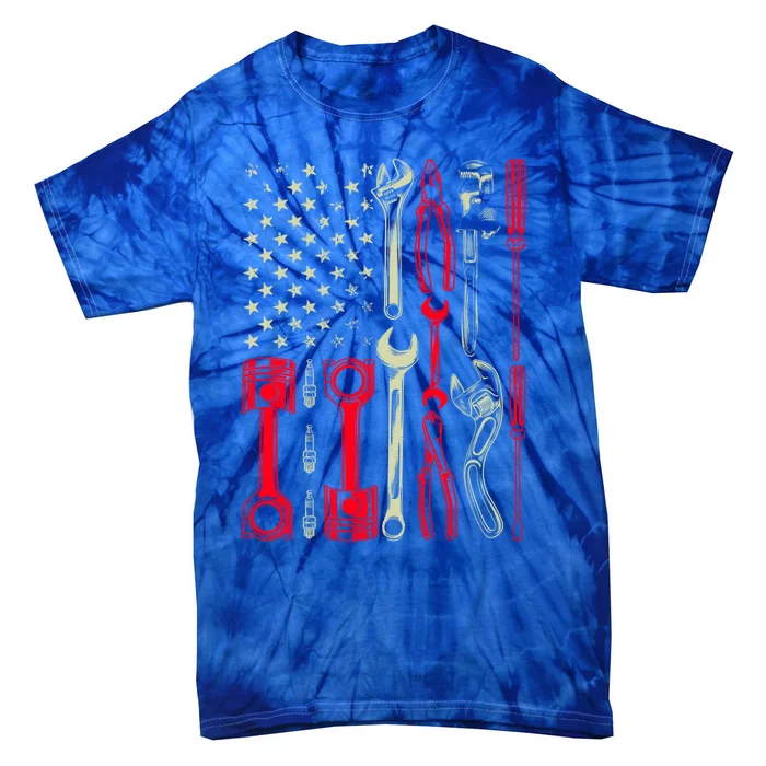 Patriotic Mechanic Garage American Mechanics Usa Cool Gift Tie-Dye T-Shirt