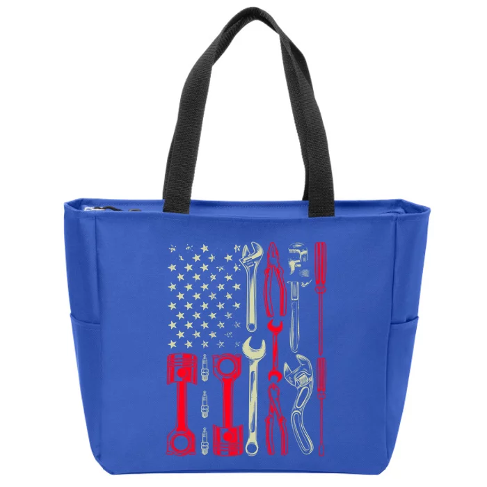 Patriotic Mechanic Garage American Mechanics Usa Cool Gift Zip Tote Bag