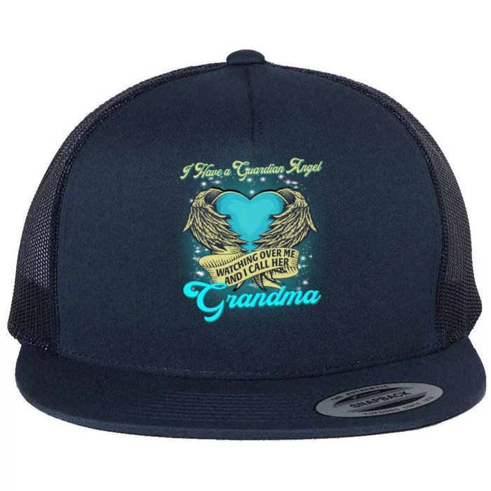 Proud My Grandma In Heaven Happy Mother Day Memorial Gift Flat Bill Trucker Hat