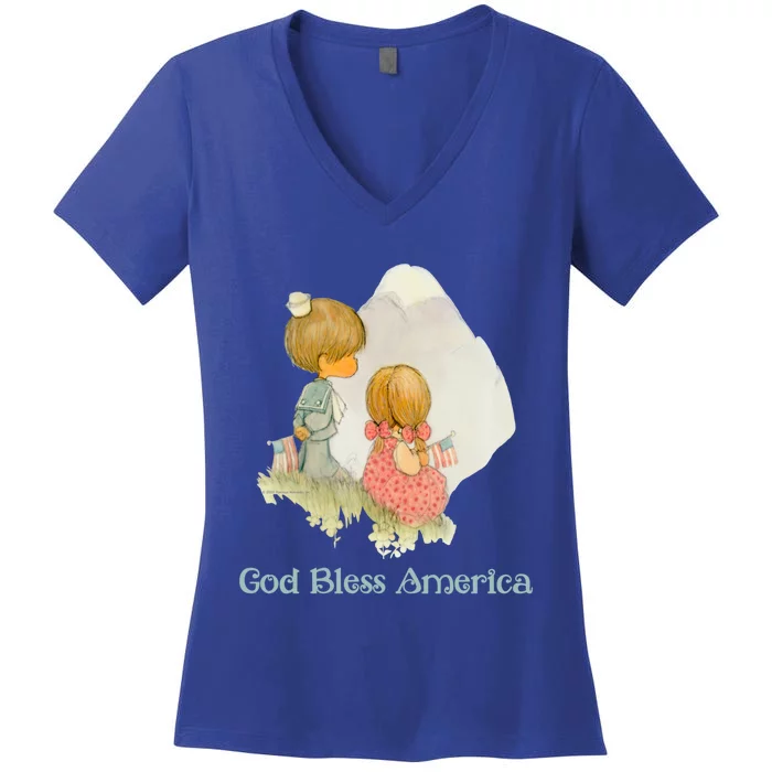 Precious Mots God Bless America Cute Gift Women's V-Neck T-Shirt