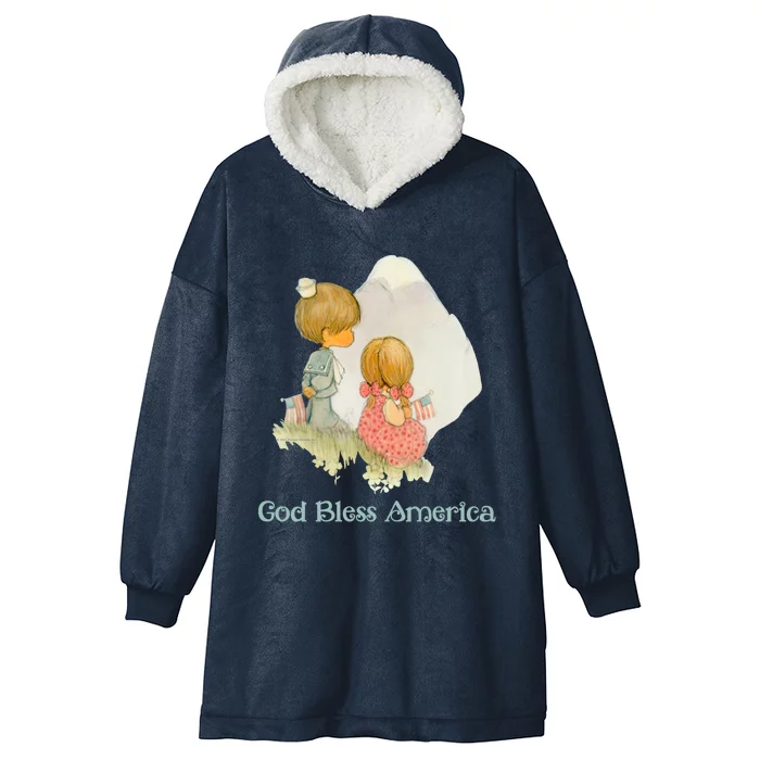 Precious Mots God Bless America Cute Gift Hooded Wearable Blanket