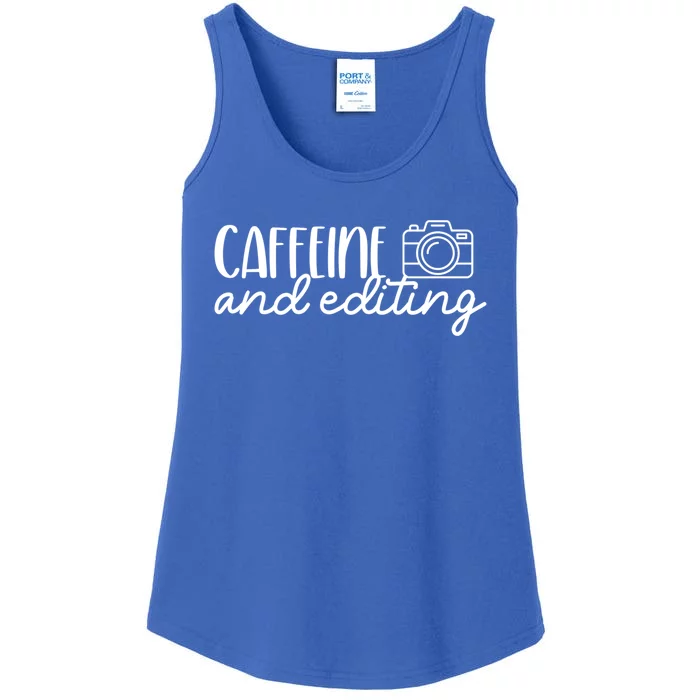 Photography Meaningful Gift Caffeine And Editing Photographer Cool Gift Ladies Essential Tank