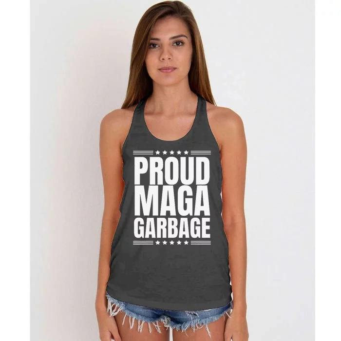 Proud Maga Garbage Trump Supporter Gift Funny Women's Knotted Racerback Tank