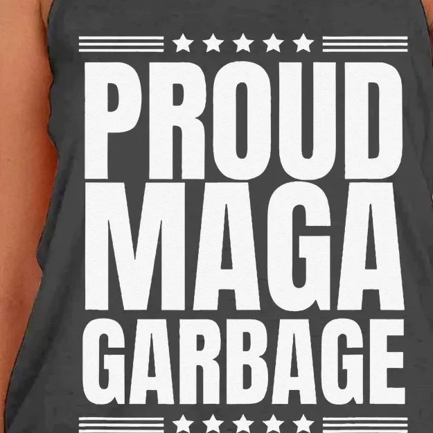 Proud Maga Garbage Trump Supporter Gift Funny Women's Knotted Racerback Tank