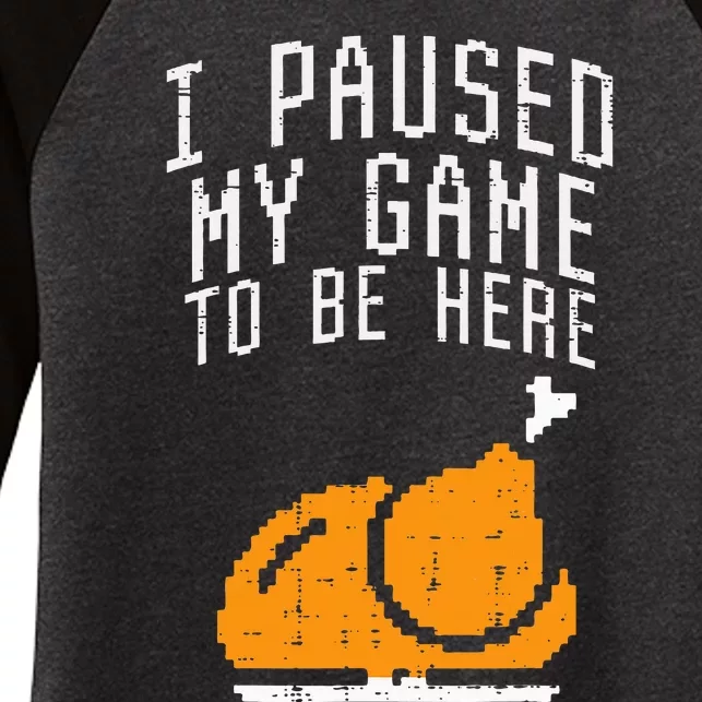 Paused My Game To Be Here Turkey Thanksgiving Gamer Women's Tri-Blend 3/4-Sleeve Raglan Shirt