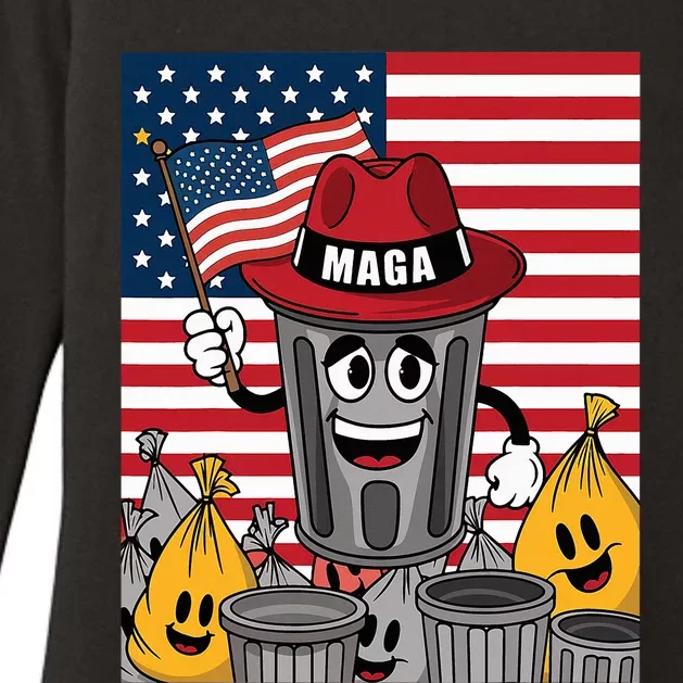 Proud Maga Garbage Trump Supporter Trash Can Cartoon Womens CVC Long Sleeve Shirt