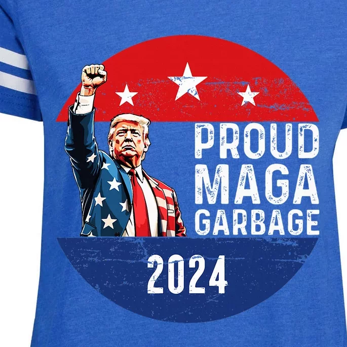 Proud Maga Garbage Trump Supporter 2024 Rally Wear Enza Ladies Jersey Football T-Shirt