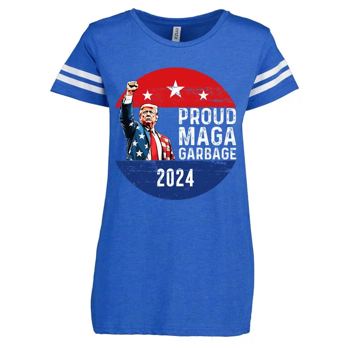 Proud Maga Garbage Trump Supporter 2024 Rally Wear Enza Ladies Jersey Football T-Shirt