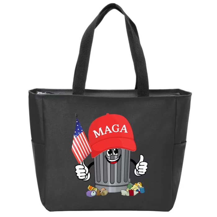 Proud Maga Garbage Trump Supporter Trash Can Cartoon Funny Zip Tote Bag