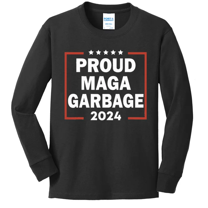 Proud Maga Garbage Trump Supporter Kids Long Sleeve Shirt