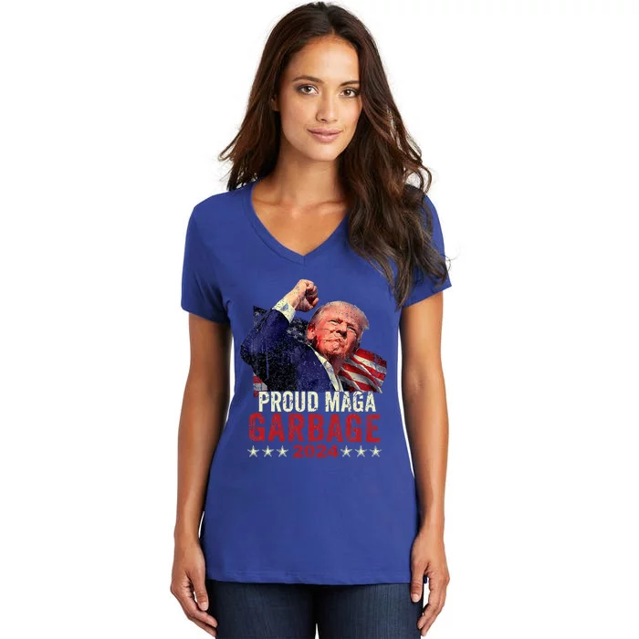 Proud Maga Garbage Trump Supporter Women's V-Neck T-Shirt