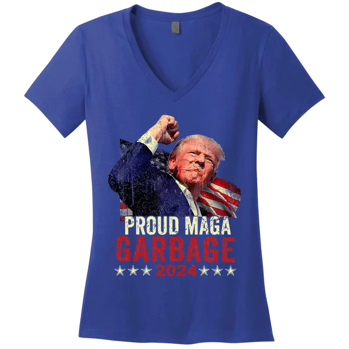 Proud Maga Garbage Trump Supporter Women's V-Neck T-Shirt