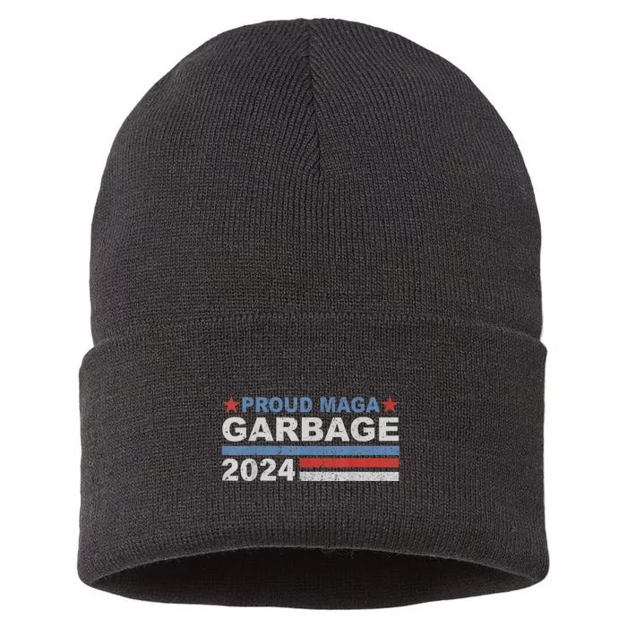 Proud Maga Garbage Trump Supporter Sustainable Knit Beanie