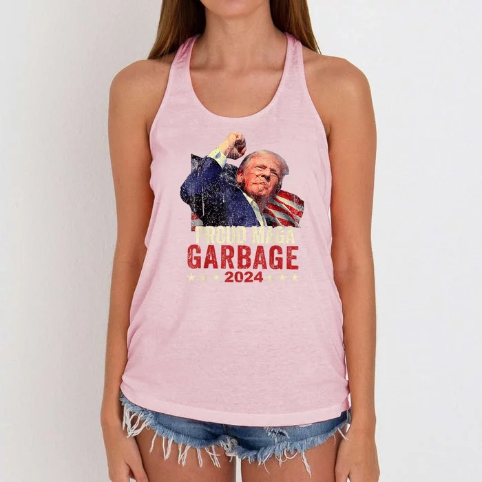 Proud Maga Garbage Trump Supporter Women's Knotted Racerback Tank