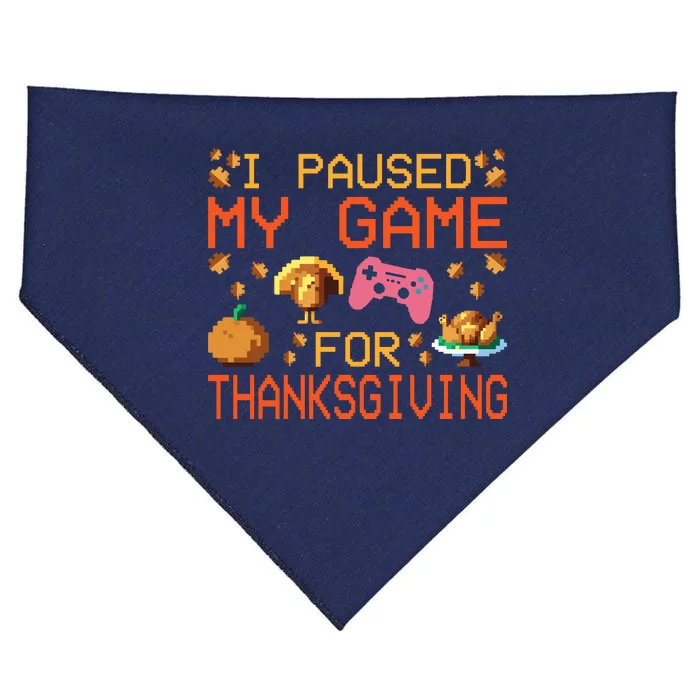 Paused My Game Thankful Video Gamer Boy Thanksgiving USA-Made Doggie Bandana