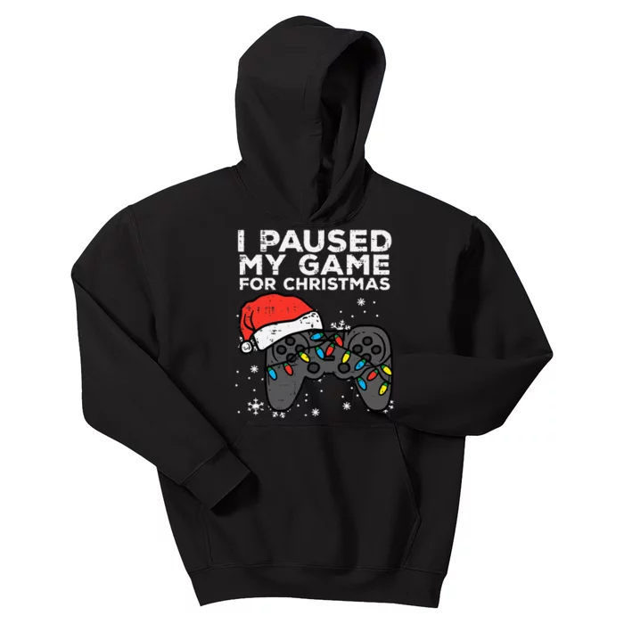 Paused My Game Christmas Gamer Xmas Kids Hoodie