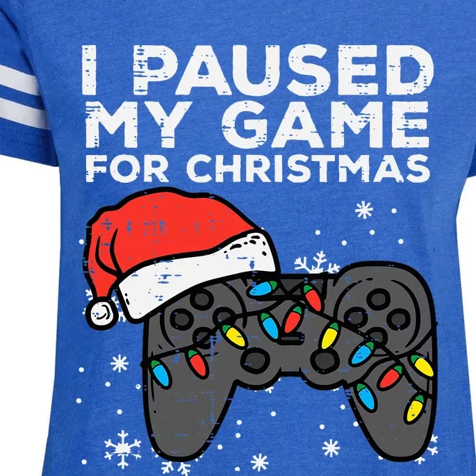 Paused My Game Christmas Gamer Xmas Enza Ladies Jersey Football T-Shirt