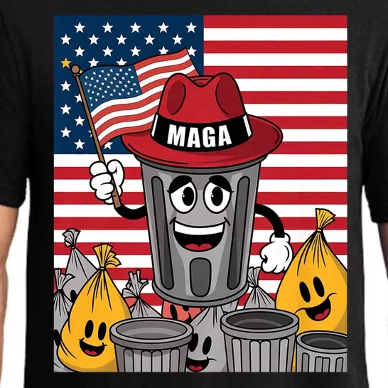 Proud Maga Garbage Trump Supporter Trash Can Cartoon Funny Pajama Set