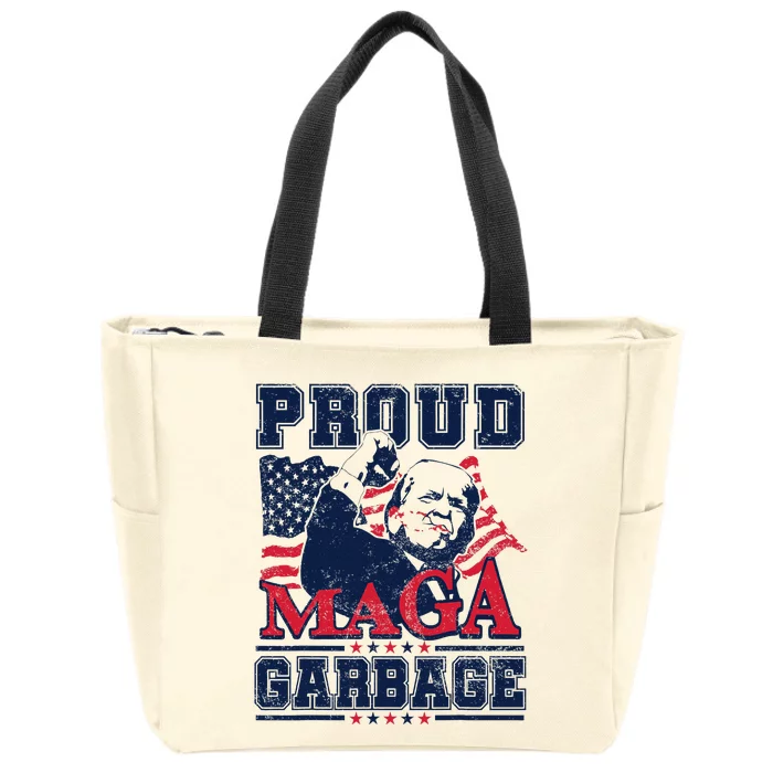 Proud Maga Garbage Vote Trump 2024 Trump Supporter Zip Tote Bag