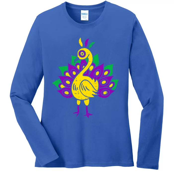 Peacock Mardi Gras Cute Carnival Parade Masquerade Party Gift Ladies Long Sleeve Shirt