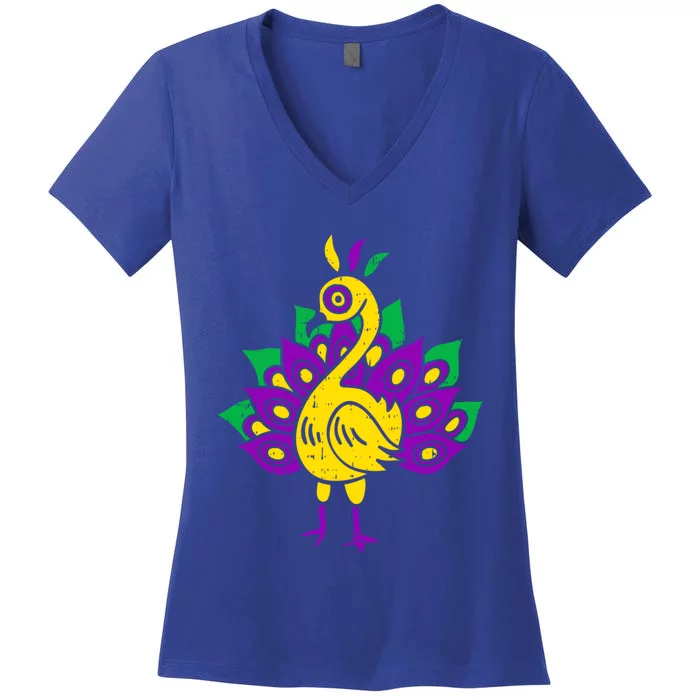 Peacock Mardi Gras Cute Carnival Parade Masquerade Party Meaningful Gift Women's V-Neck T-Shirt