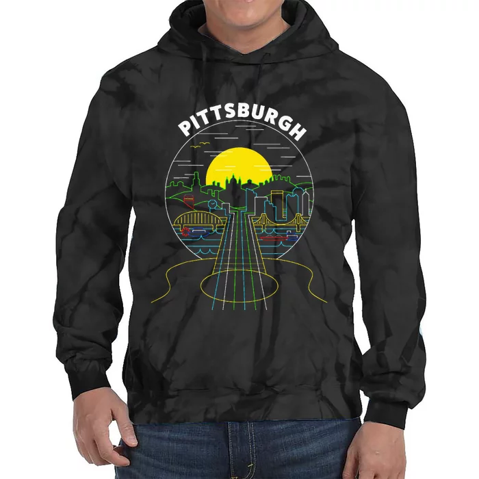 Pittsburgh Music Guitar 412 Pittsburgh Bridges Tie Dye Hoodie