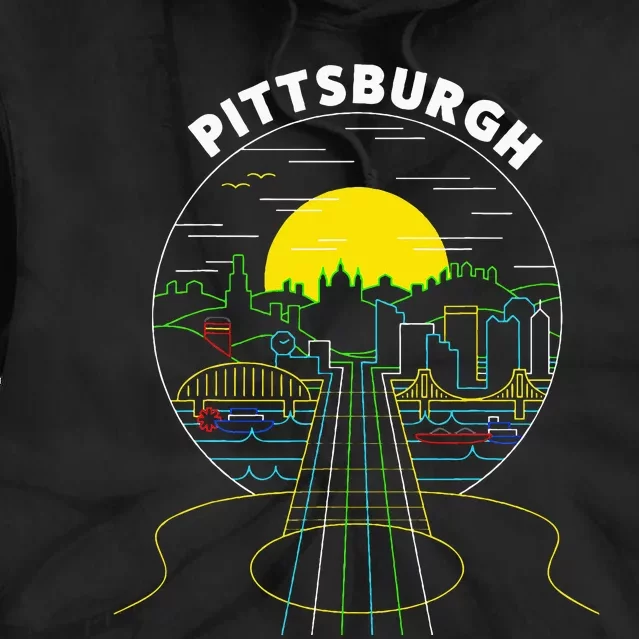 Pittsburgh Music Guitar 412 Pittsburgh Bridges Tie Dye Hoodie