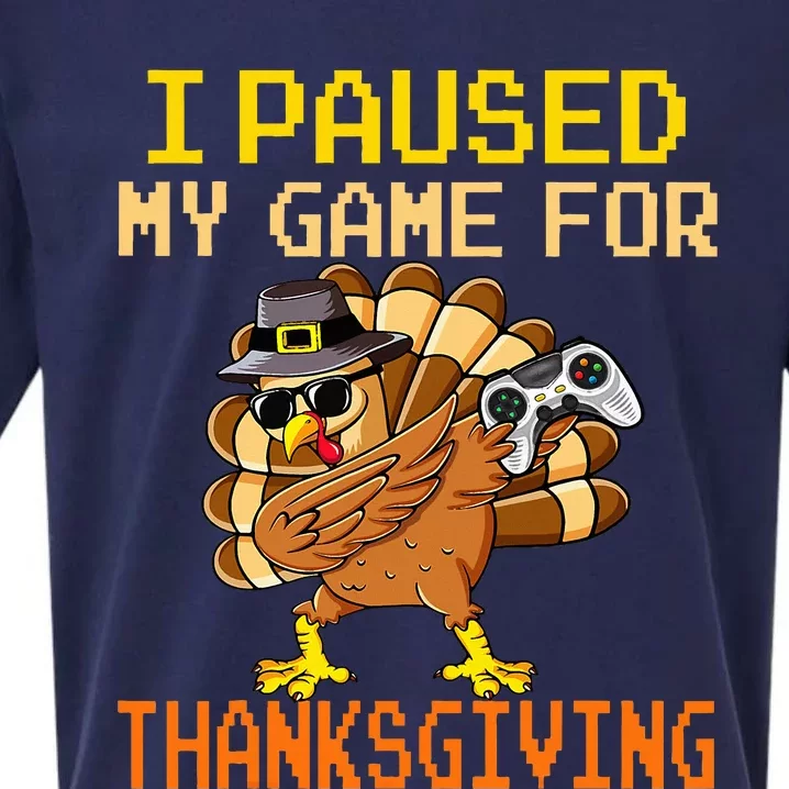 Paused My Game Thankful Video Gamer Thanksgiving Sueded Cloud Jersey T-Shirt