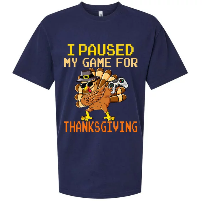 Paused My Game Thankful Video Gamer Thanksgiving Sueded Cloud Jersey T-Shirt