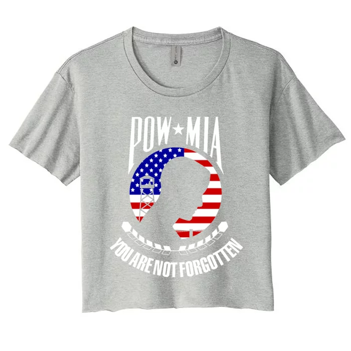 Pow Mia Gift American Flag You Are Not Forgotten Gift Women's Crop Top Tee