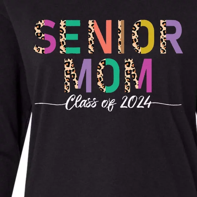 Proud Mom Graduate Leopard Senior Mom Class Of 2024 Womens Cotton Relaxed Long Sleeve T-Shirt