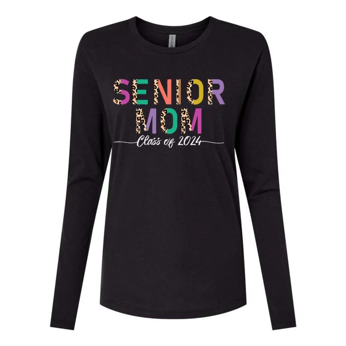 Proud Mom Graduate Leopard Senior Mom Class Of 2024 Womens Cotton Relaxed Long Sleeve T-Shirt