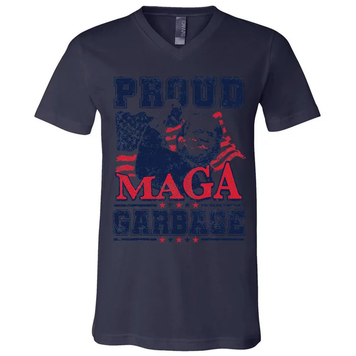 Proud Maga Garbage Vote Trump 2024 Trump Supporter Garbage V-Neck T-Shirt