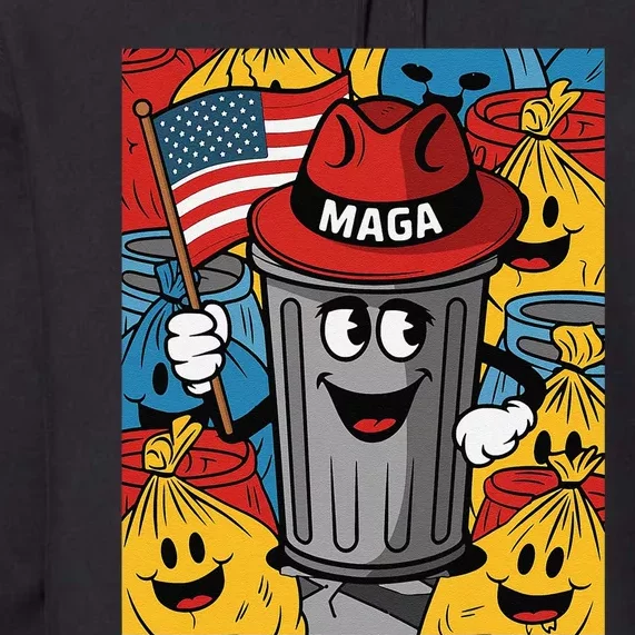 Proud Maga Garbage Trump Supporter Trash Can Cartoon Funny Premium Hoodie