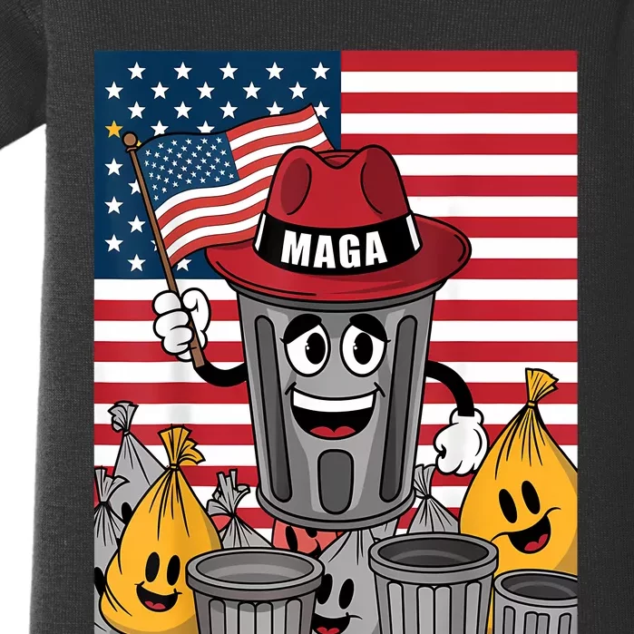 Proud Maga Garbage Trump Supporter Trash Can Cartoon Funny Baby Bodysuit