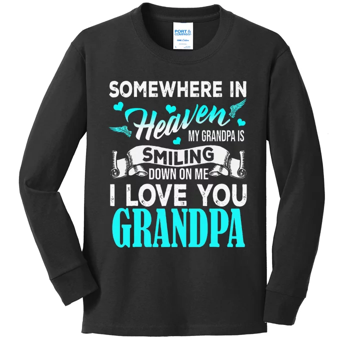 Proud My Grandpa In Heaven Happy Father Day Proud Of Grandpa Kids Long Sleeve Shirt