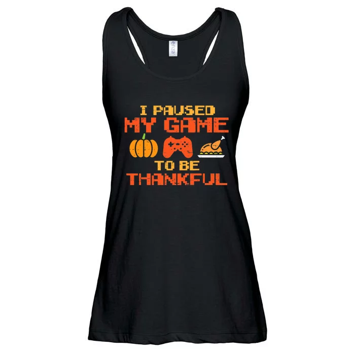 Paused My Game Thankful Video Gamer Thanksgiving Ladies Essential Flowy Tank