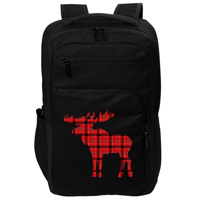 Plaid Moose Gift Christmas Holiday Deer Impact Tech Backpack