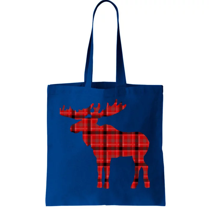 Plaid Moose Gift Christmas Holiday Deer Tote Bag