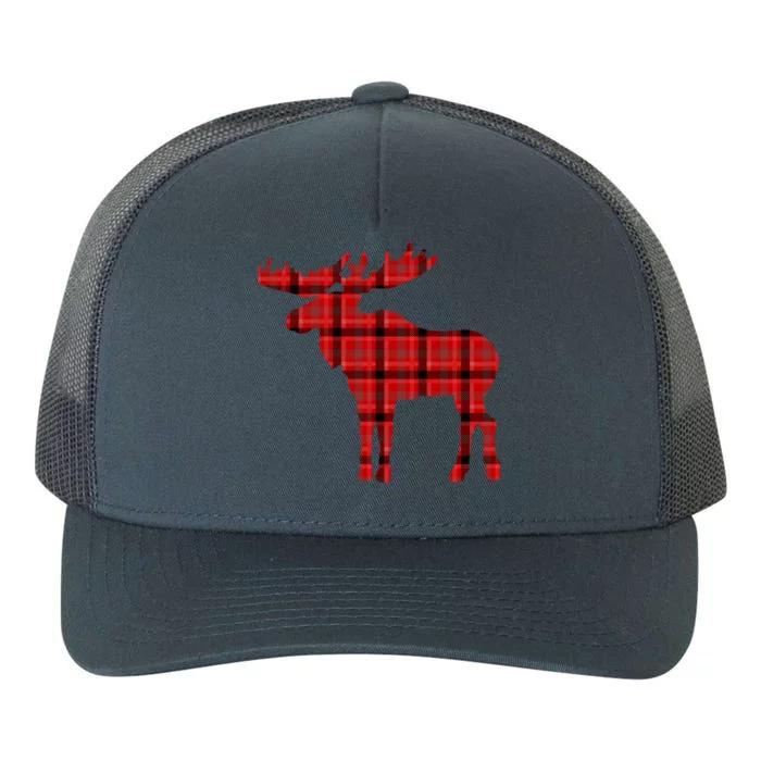 Plaid Moose Gift Christmas Holiday Deer Yupoong Adult 5-Panel Trucker Hat