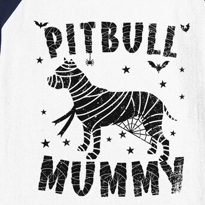 Pitbull Mummy Halloween Gift Baseball Sleeve Shirt