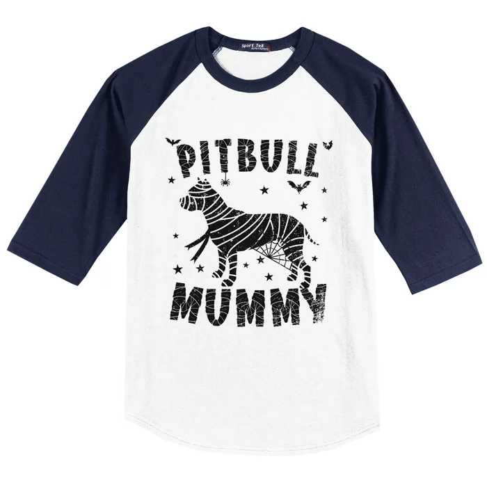 Pitbull Mummy Halloween Gift Baseball Sleeve Shirt