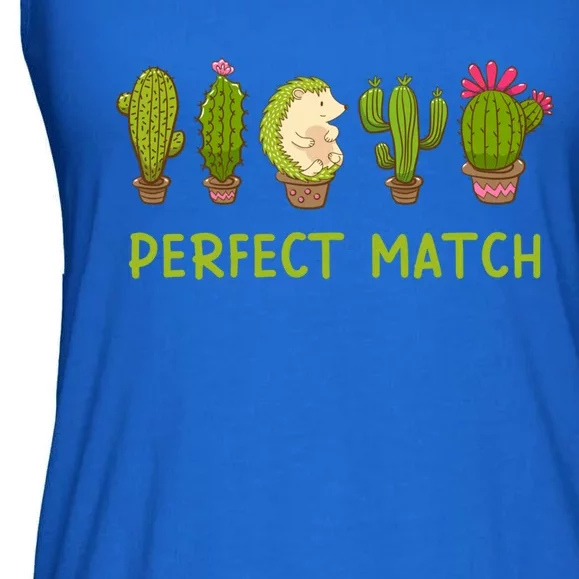 Perfect Match Hedgehog And Cactus Valentine's Day Gift Ladies Essential Flowy Tank