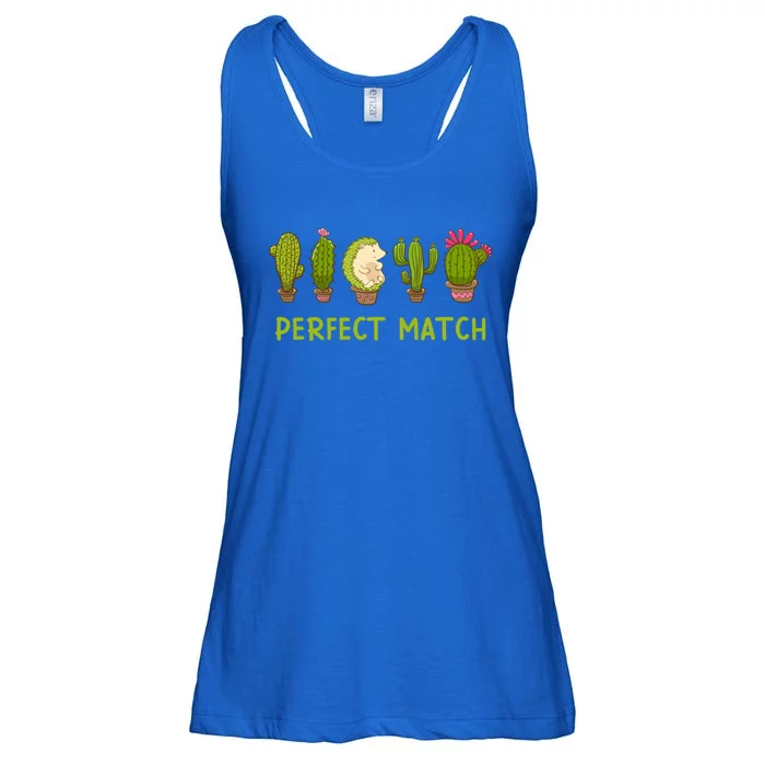 Perfect Match Hedgehog And Cactus Valentine's Day Gift Ladies Essential Flowy Tank