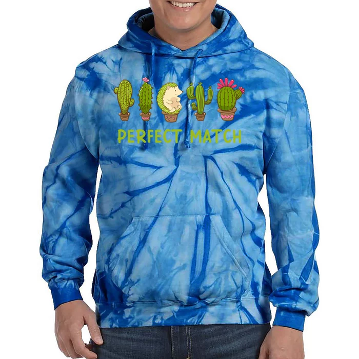 Perfect Match Hedgehog And Cactus Valentine's Day Gift Tie Dye Hoodie