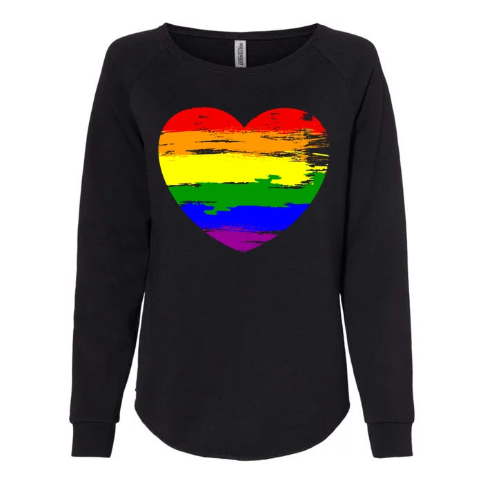 Pride Month Heart Distressed Womens California Wash Sweatshirt