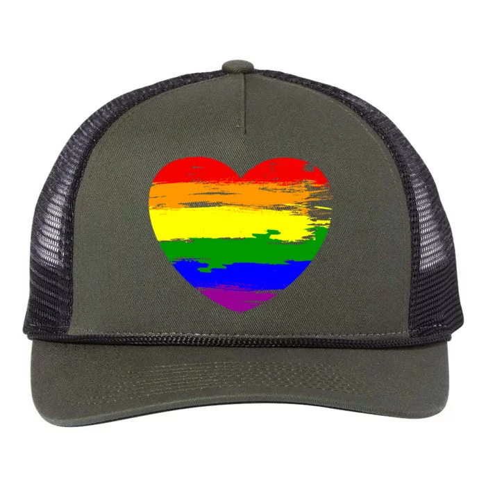 Pride Month Heart Distressed Retro Rope Trucker Hat Cap