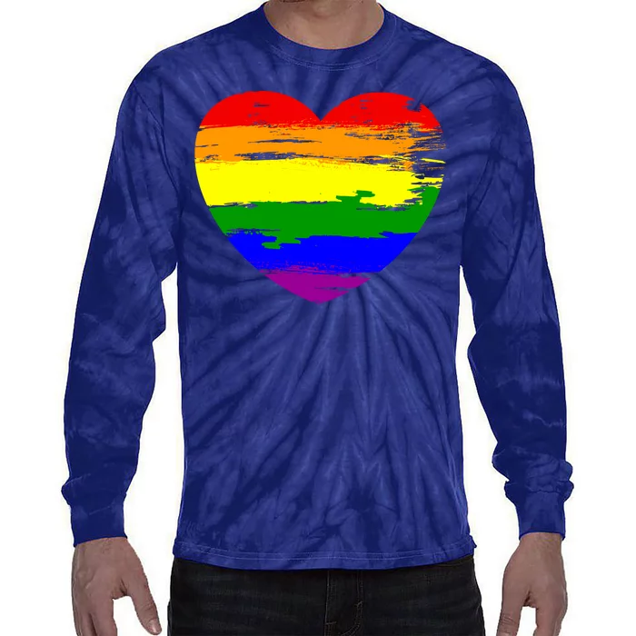 Pride Month Heart Distressed Tie-Dye Long Sleeve Shirt