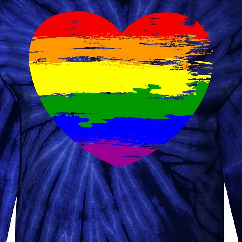 Pride Month Heart Distressed Tie-Dye Long Sleeve Shirt