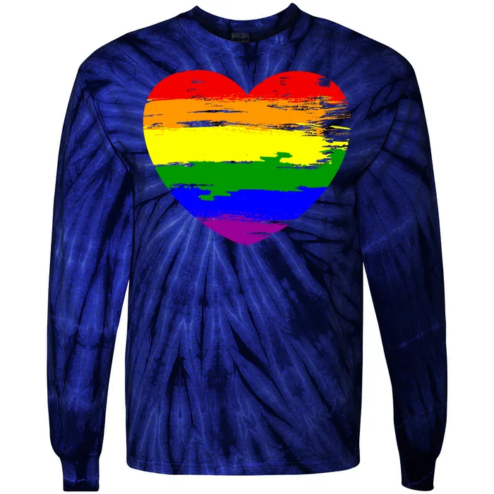 Pride Month Heart Distressed Tie-Dye Long Sleeve Shirt